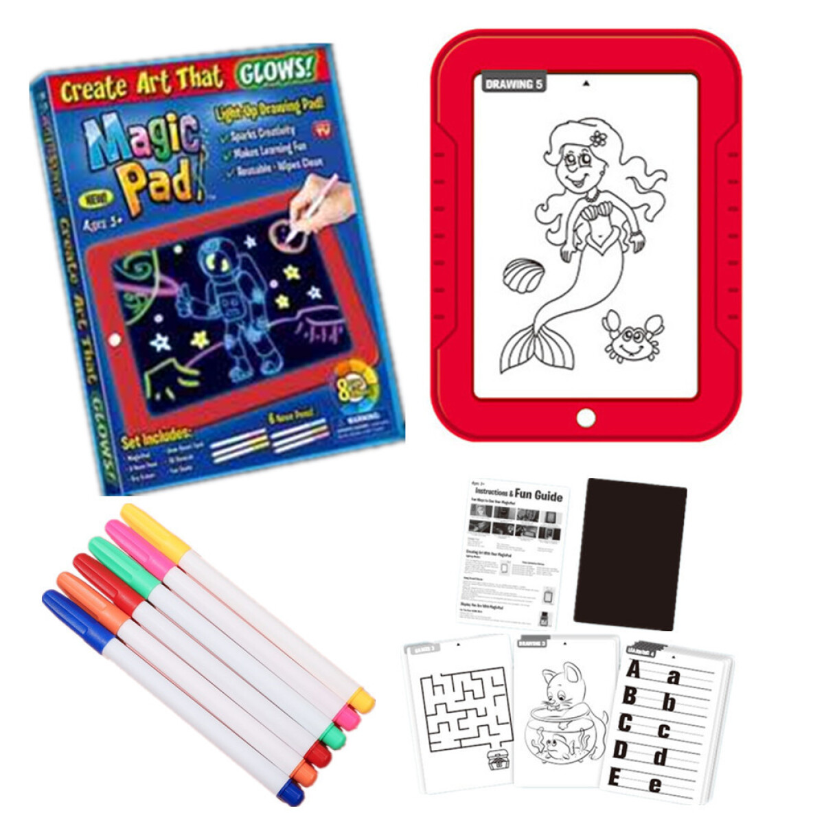 Pizarra Mágica Led Tableta para Dibujar en Colores Neón - ROJO 