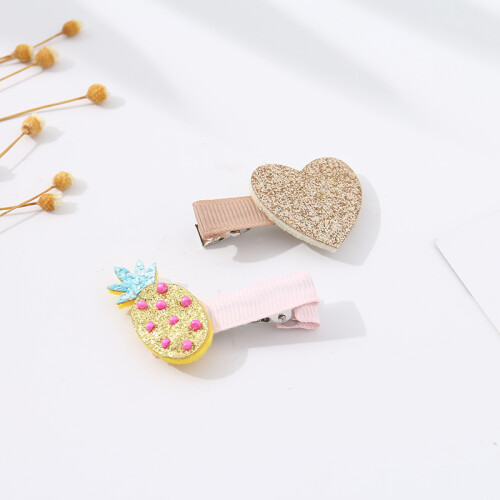 Set De Pinzas Para El Cabello - Ananá Y Corazón Set De Pinzas Para El Cabello - Ananá Y Corazón