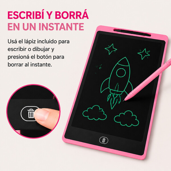 Pizarra Mágica Tableta Dibujar Infantil 16'' Pulgadas Lapiz Color Rosado