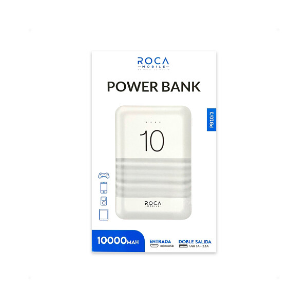 Power bank 10.000 mAh doble salida color blanco Power Bank 10.000 Mah Doble Salida Color Blanco