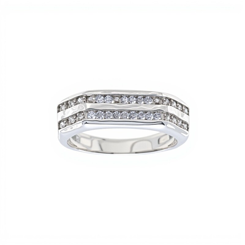 Anillo Dos Líneas-Plata 925-Con Zirconia-AN4610 conpiedra