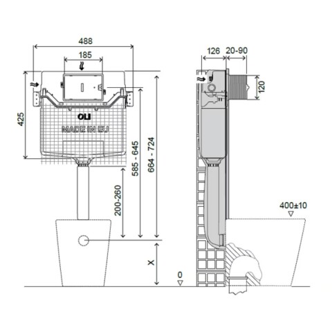 Cisterna de embutir Oli 120 Plus doble descarga Cisterna De Embutir Oli 120 Plus Doble Descarga