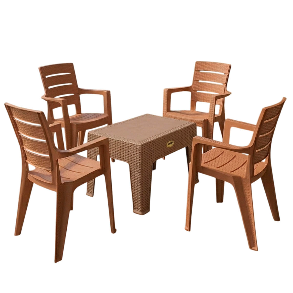 Juego Jardín Patio Rattan 4 Sillas + Mesa UV Turca - Capuccino 
