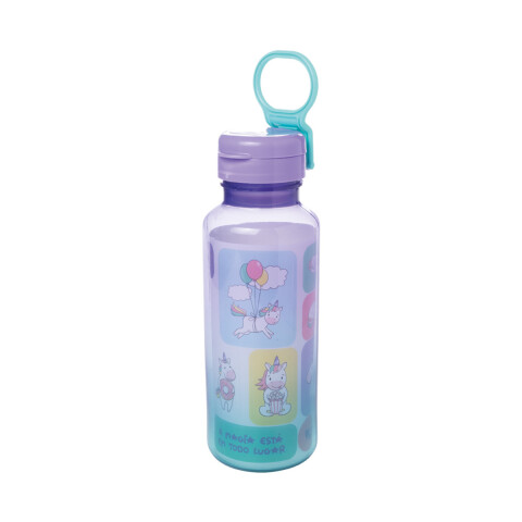Botella Plástica Fun 600 ml Unicornio con Adhesivos U
