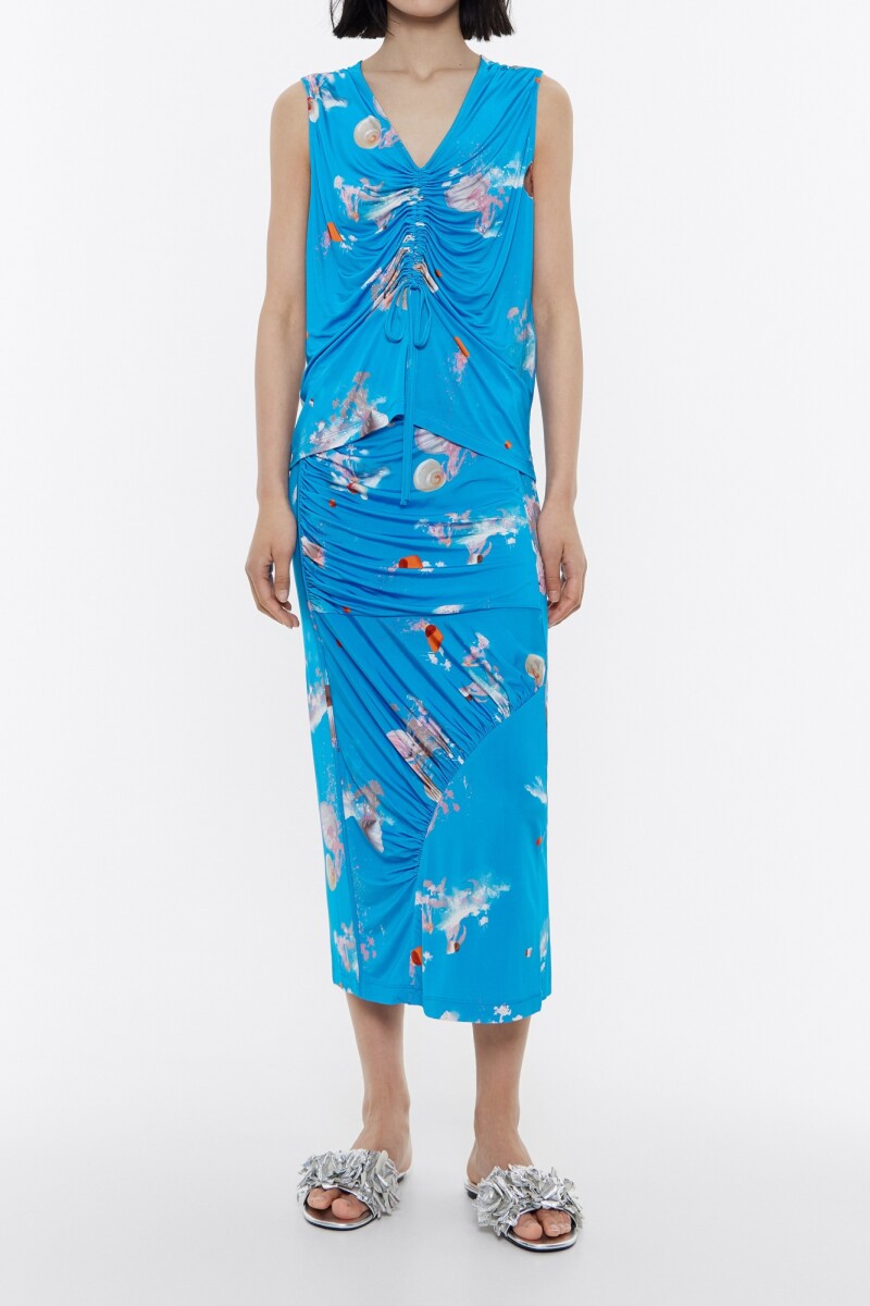 FALDA FRUNCES WAVES Azul