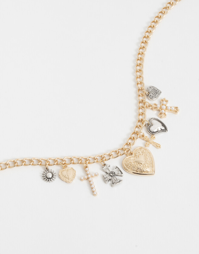 Collares Cortos Multi dijes Collar Corto Multidijes Biplating - Dorado