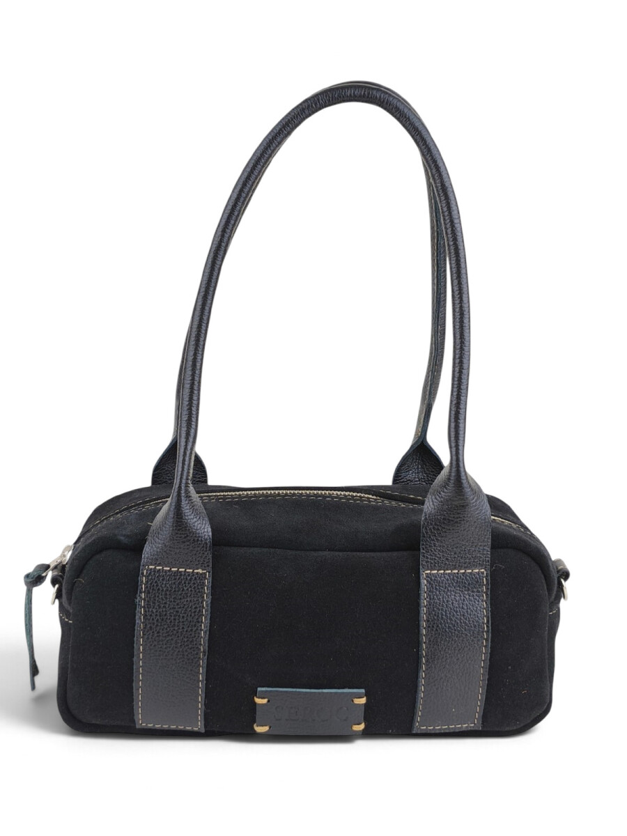Cartera Baguette en cuero con gamuza - Negro 
