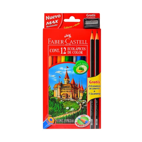 Lápices de Colores FABER CASTELL x12 +2 Lápices Grafito +1 Sacapuntas Lápices de Colores FABER CASTELL x12 +2 Lápices Grafito +1 Sacapuntas