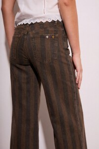 Jean Flared Wide Leg Rayado Chocolate