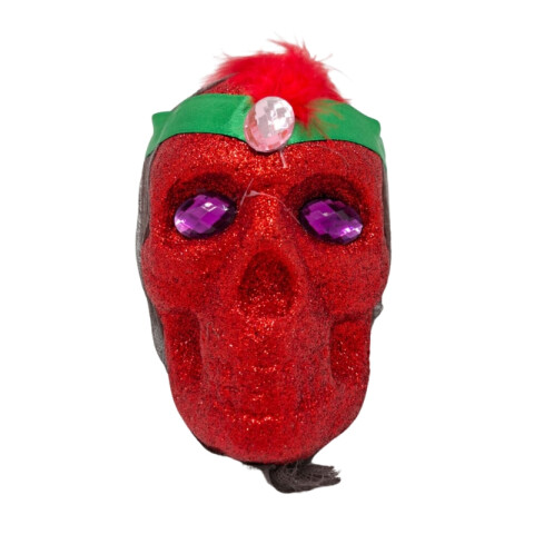 Cráneo C/Brillantina Halloween Rojo
