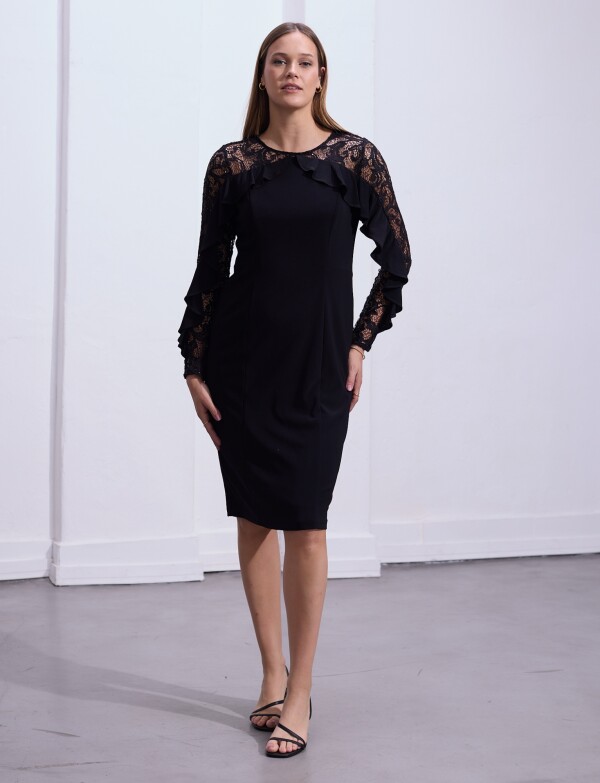 Vestido Noche Encaje NEGRO
