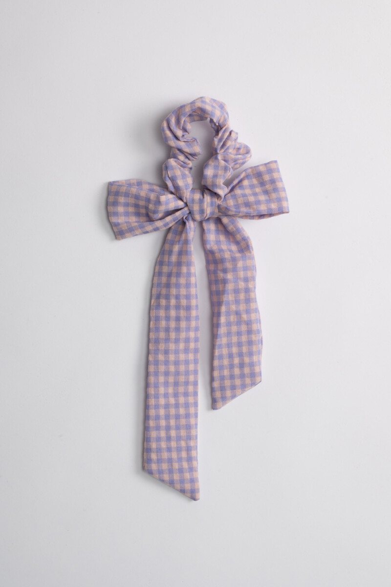 Scrunchie de tela con moña Rosada Y Crudo