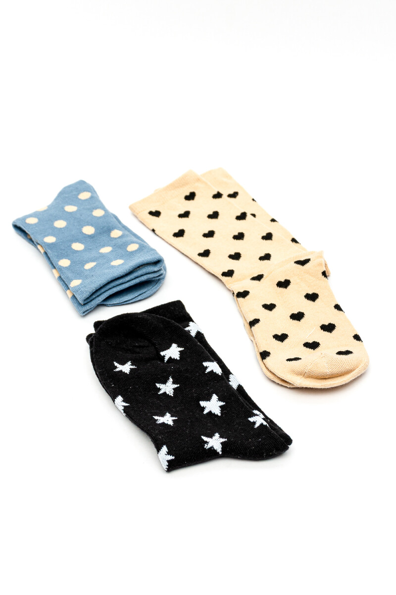Medias Crew Hawai, Pack X 3 - Color Unico 