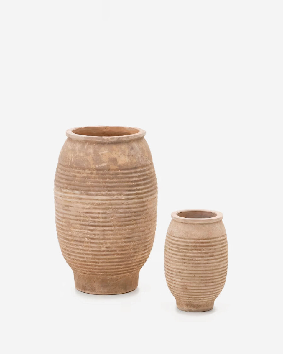 Set Llonga de 2 maceteros de terracota con acabado natural Ø 54 / 32 cm 