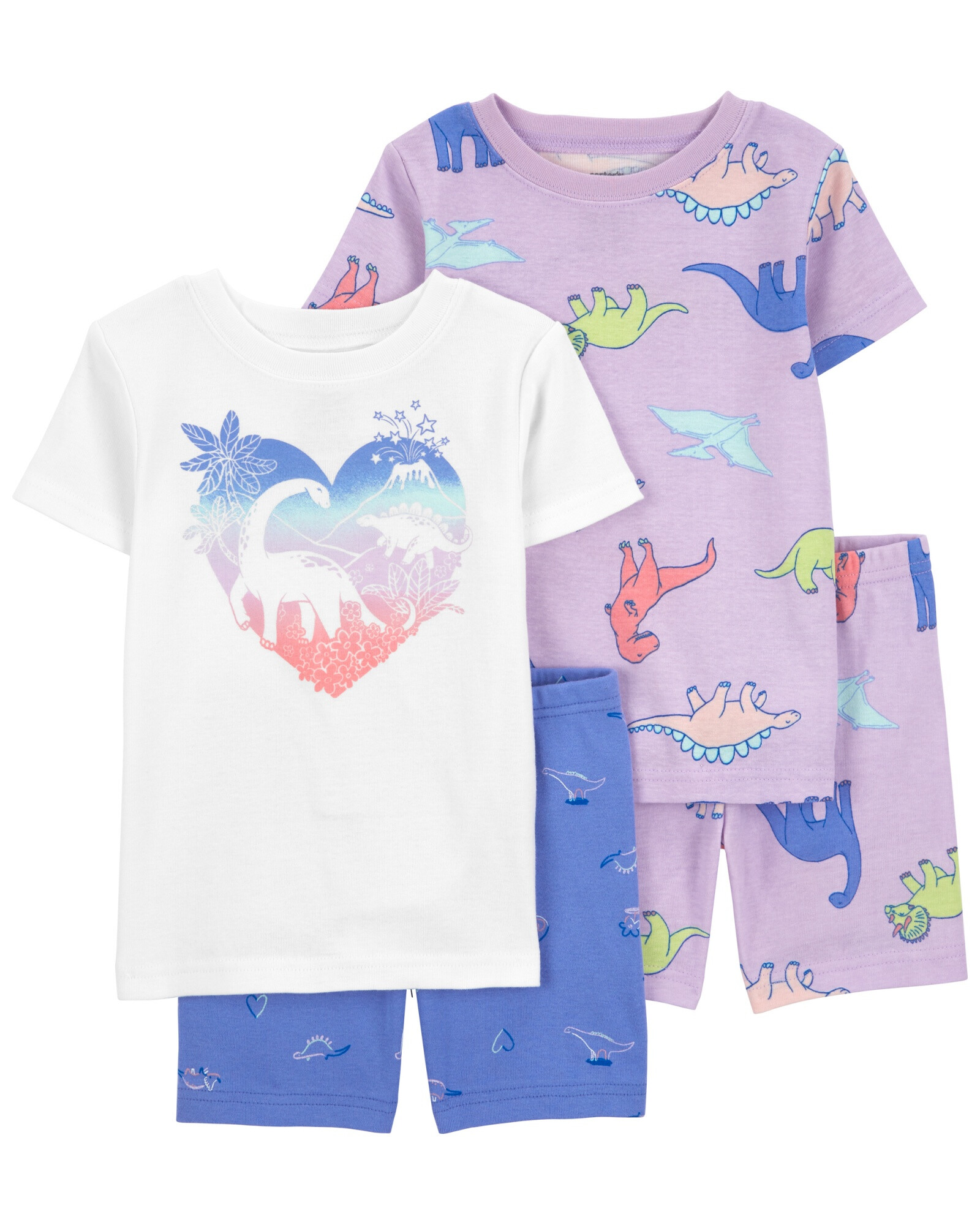 Pijama cuatro piezas de algodón, dos bermudas y dos remeras manga corta diseño dinos Pijama cuatro piezas de algodón, dos bermudas y dos remeras manga corta diseño dinos