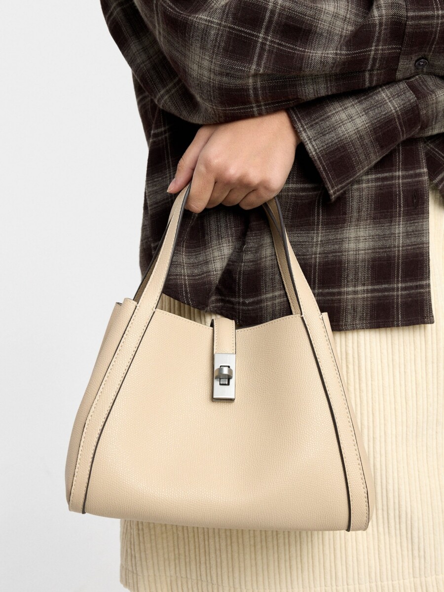 Bolso Tote Con Bolsa Interior crudo