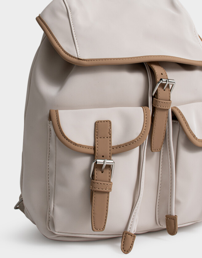 Mochilas Urbanas Mochila Con Solapa Beige "campus Club" - Marron Beige