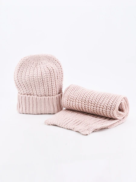 GORRO Y BUFANDA ROSADO