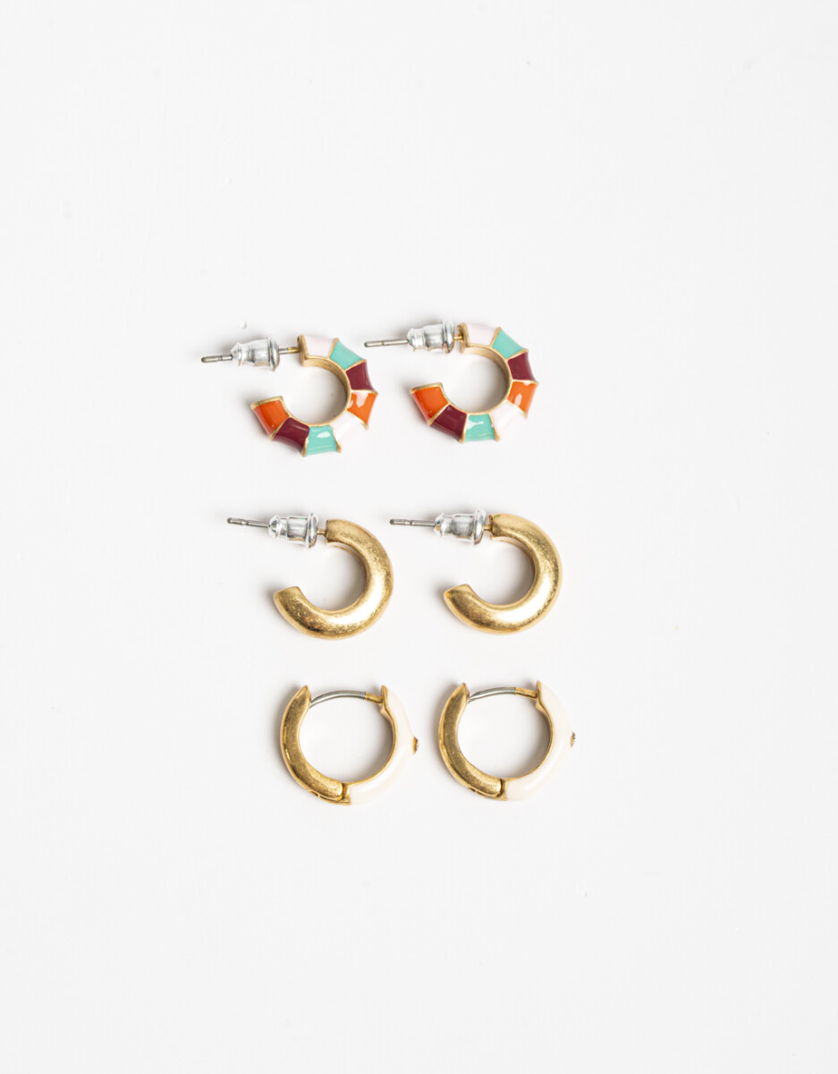 Set De Argollas Esmaltadas 