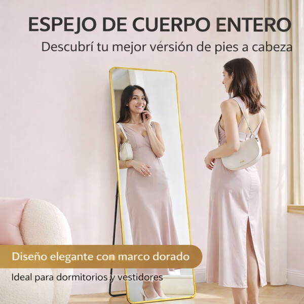 Espejo De Pie Rectangular Cuerpo Entero Fm06 50 X 150 Cm ESPEJO DE PIE FM06 50X150 DORADO