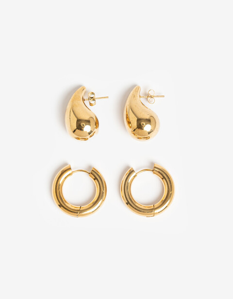 Aros Sets Metal Set De Aros De Acero Dorado - Dorado