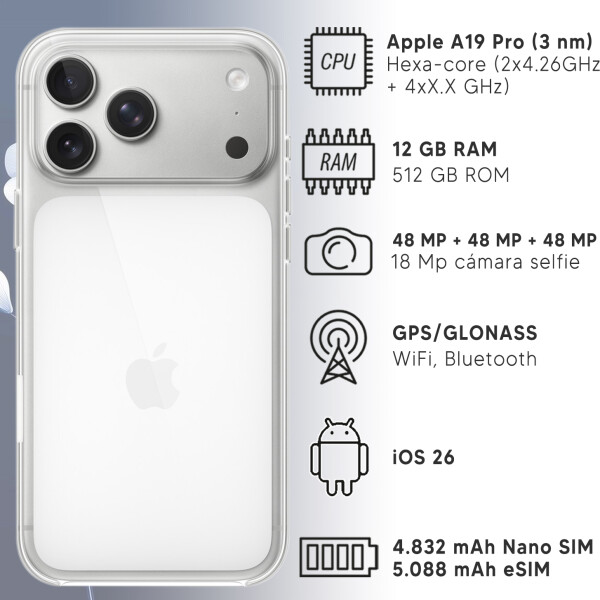 Apple Iphone 17 Pro Max 12/512gb 5g GRIS