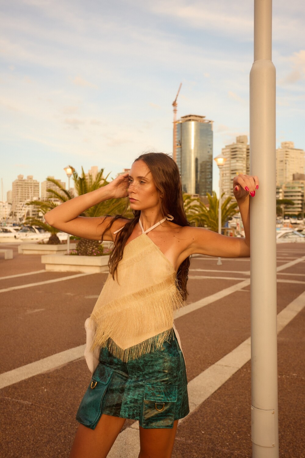 Top Rombo Raphia Ocre