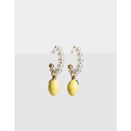 Aros Argolla Con Perlas Dorado