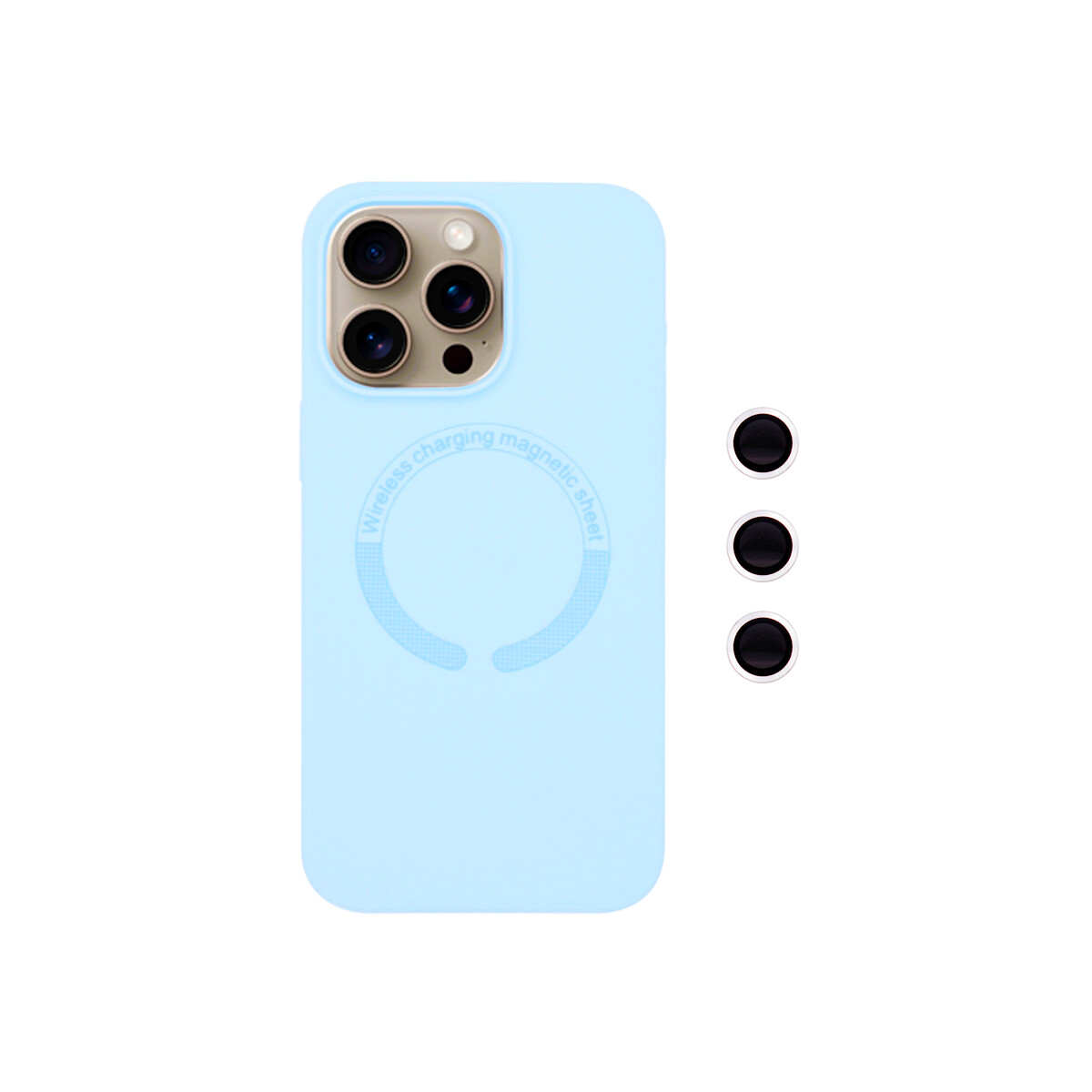 Protector para iPhone 15 Pro Max MagSafe prot cámara celeste 