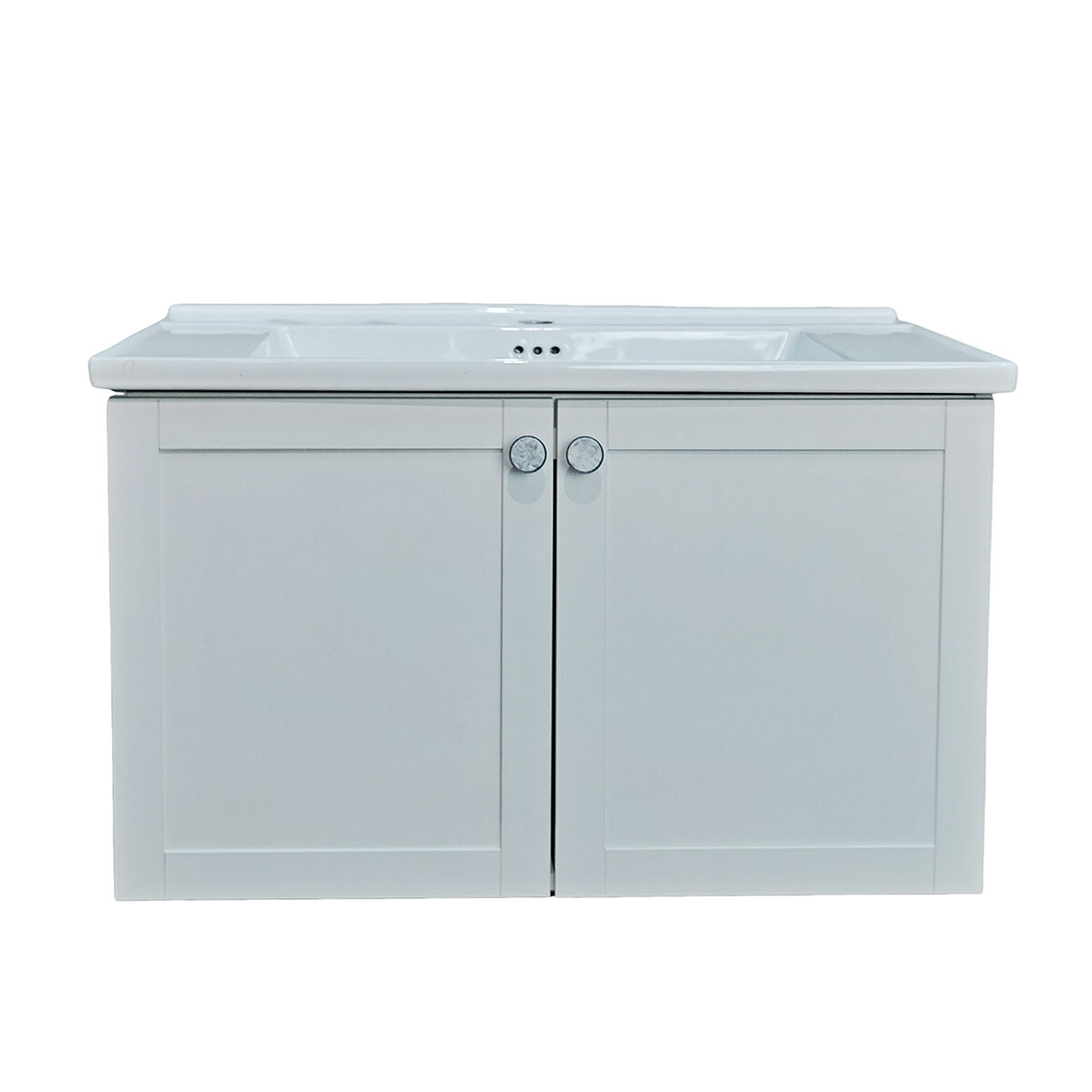 Mueble Baño En Mdf 80X50X45 Blanco Incluye Bacha C/Perf Para Griferia 