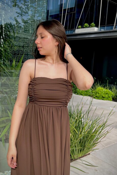 Vestido super midi Vicenza Marrón