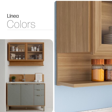 JUEGO DE COCINA 5 MODULOS Y MESADA MDF LINEA COLORS FREIJO Y VERDE