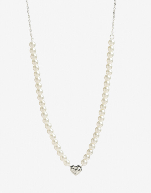 Collares Cortos Perlas Collar Corto Plata 925 Perlas - Plateado