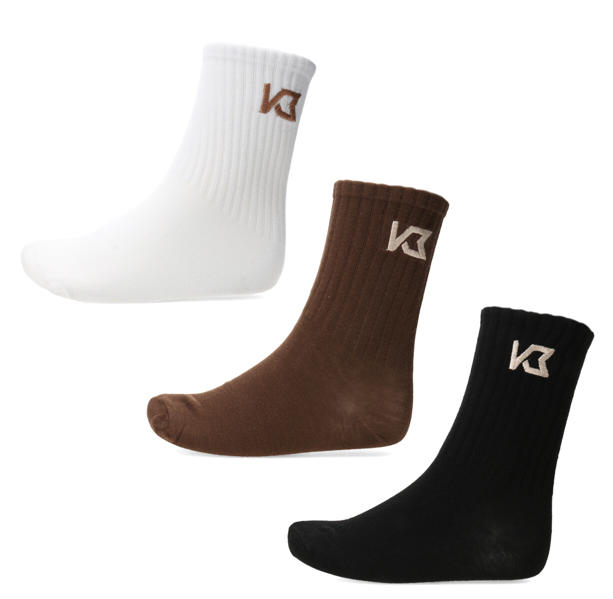 Medias Unisex KristoBelga Funky x3 - Marrón - Blanco - Negro 