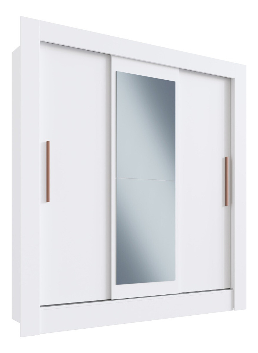 Placard Ropero 3 Puertas Corredizas Dormitorio Con Espejo - Blanco 
