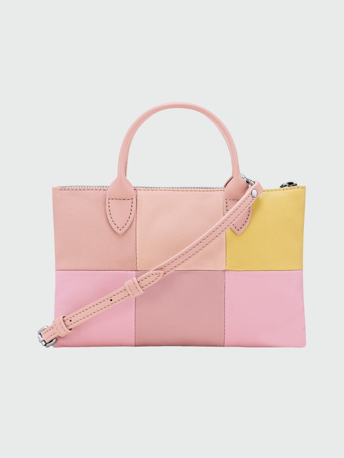 Longchamp -Bolso de mano XS en cuero, Re-Play Patch Rosa