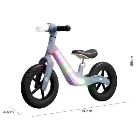 Bicicleta De Equilibrio Sin Pedales C/Luz R10 Niños Gris