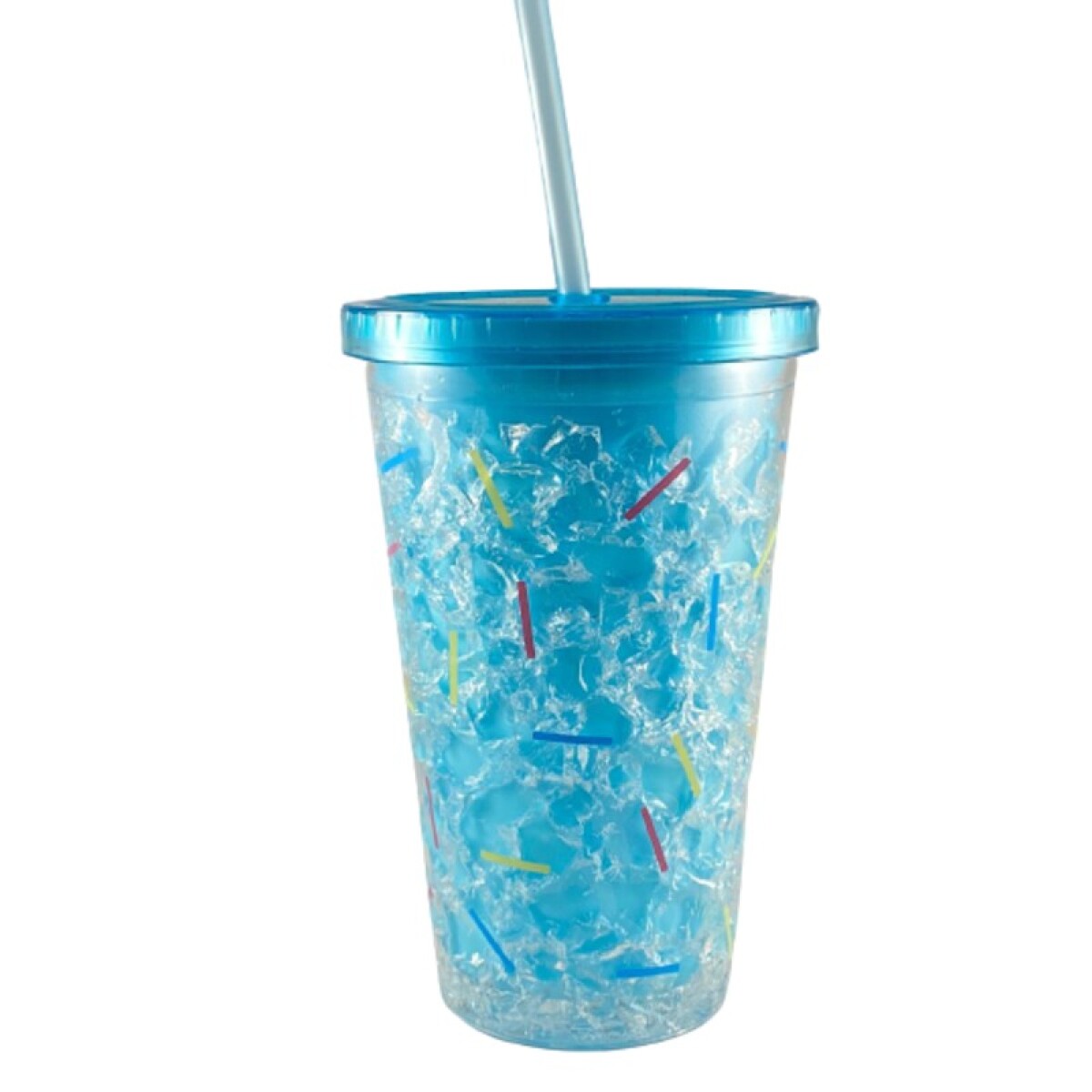 Vaso con Sorbito Diseño Confetti - Celeste 