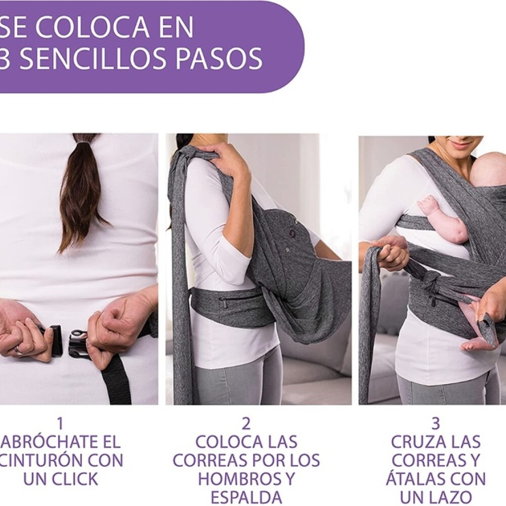 Mochila porta bebe fular pre armado chicco BOPPY gris