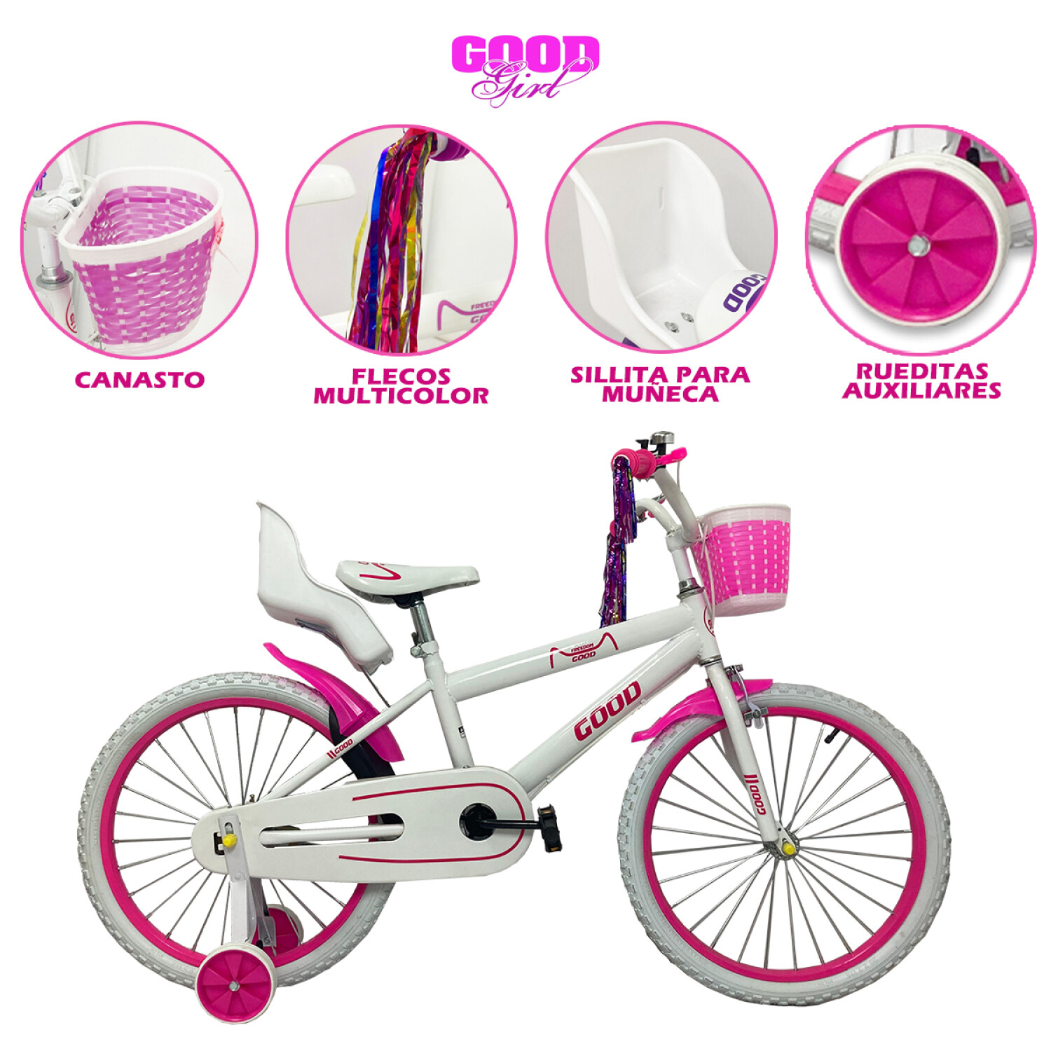 Bicicleta Infantil Rodado 14 Con Rueditas Auxiliares Rosa — MeL