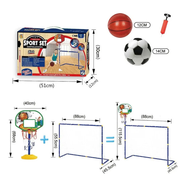 Set 2 En 1 Arco De Fútbol Y Tablero De Básquet Set 2 En 1 Arco De Fútbol Y Tablero De Básquet