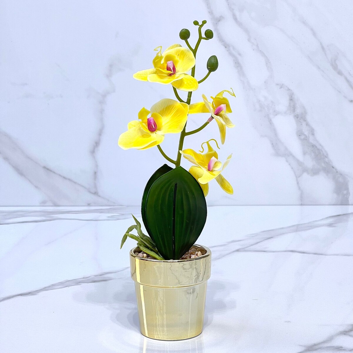 Planta Orquídea Artificial Maceta Cerámica Alto 33cm 