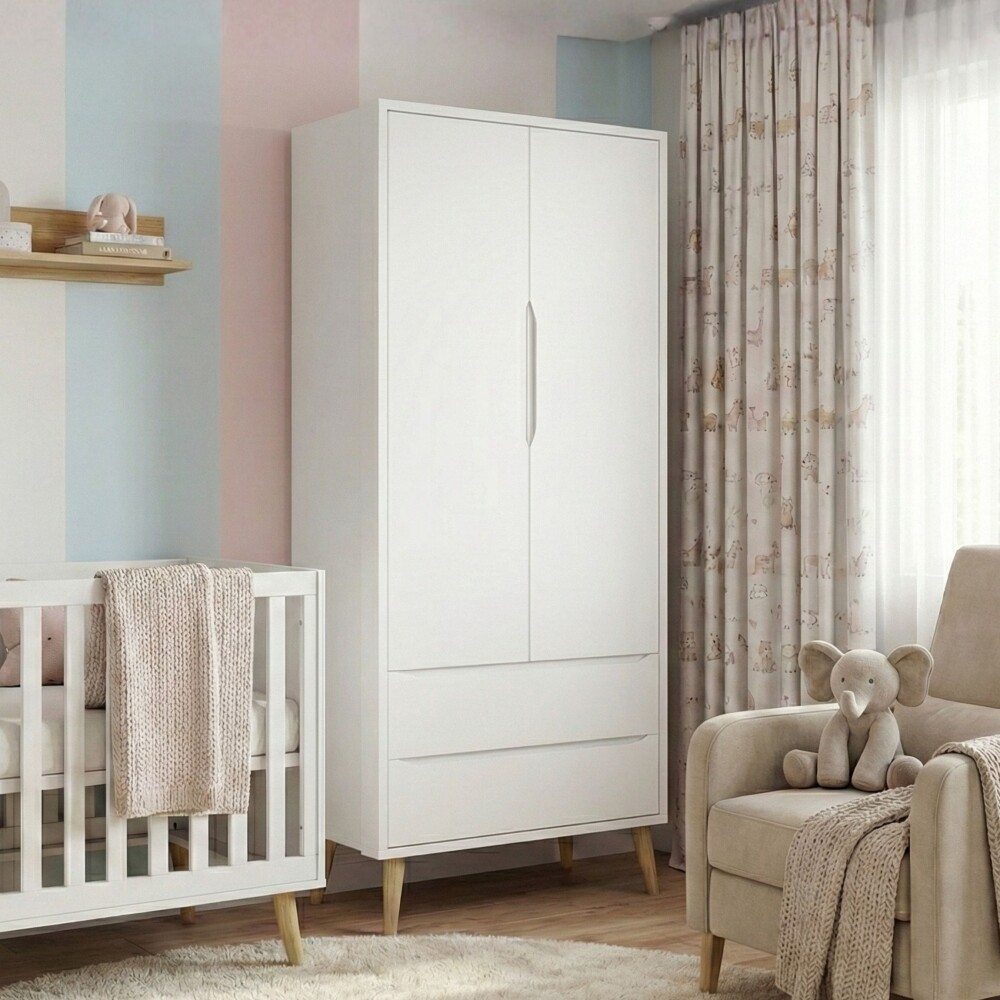 Ropero 2 Puertas 2 Cajones infantil - Theo Blanco