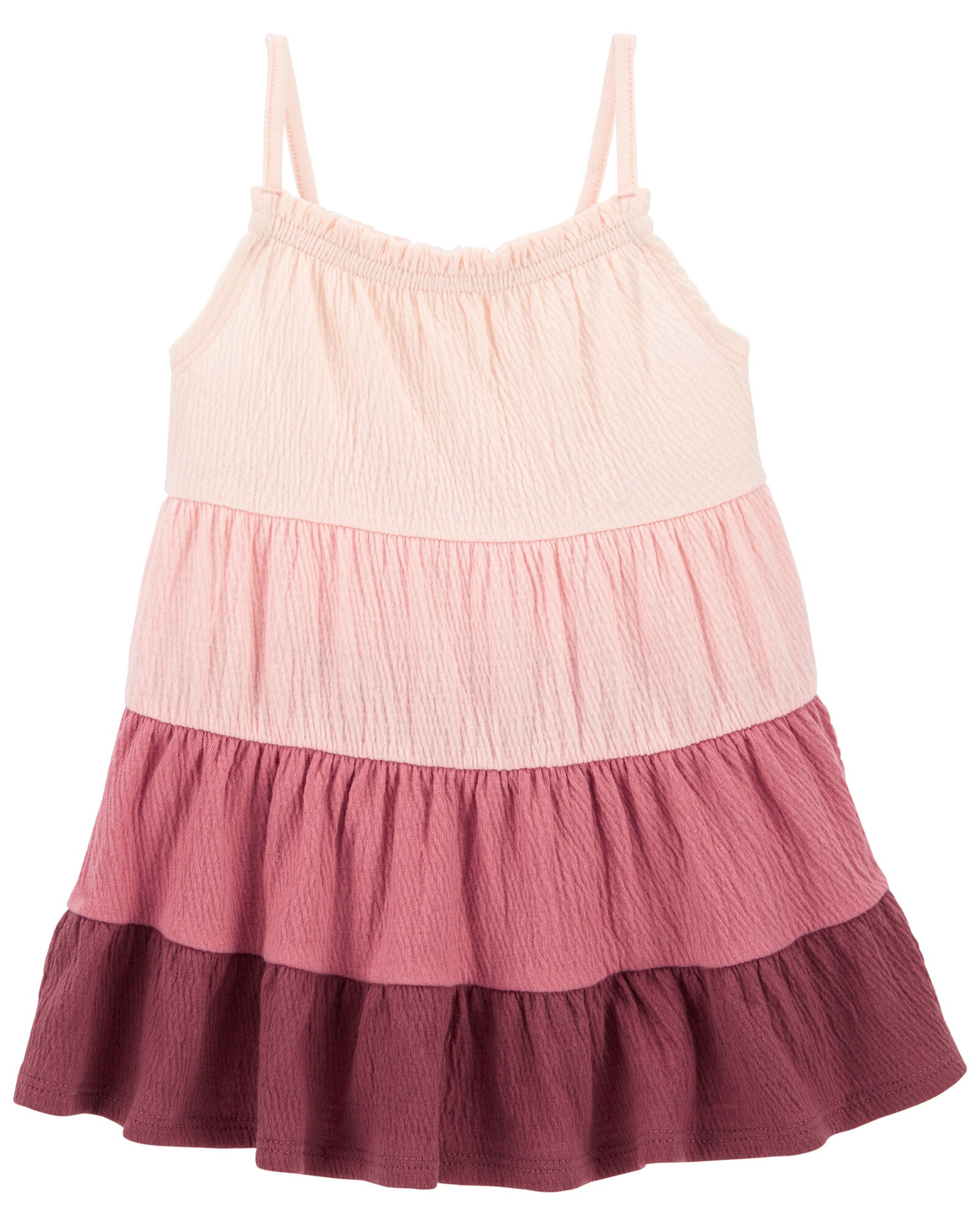 Vestido de jersey arrugado, escalonado, con tirantes Sin color