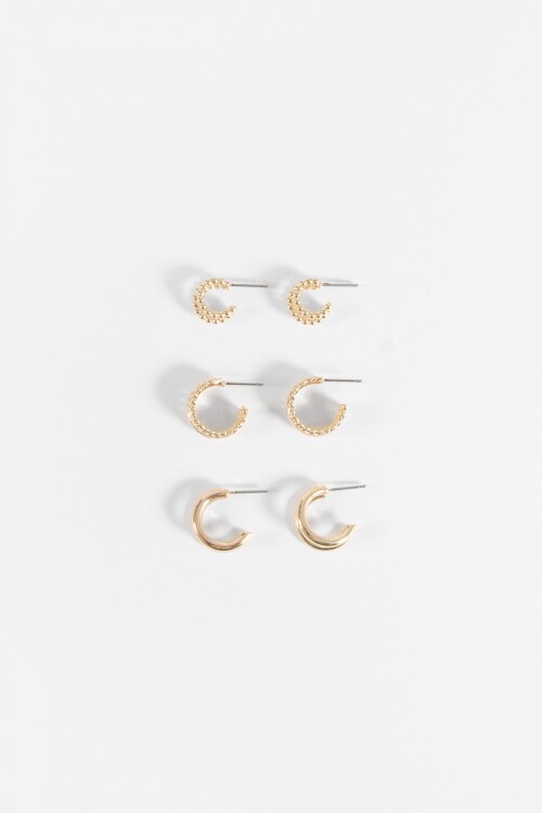 Set de 3 aros dobles dorado