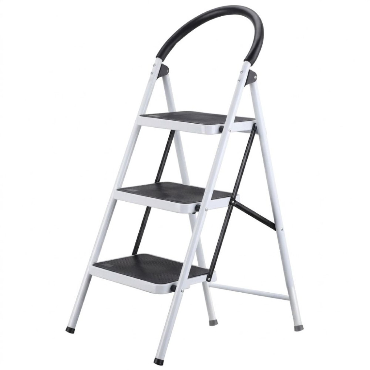 ESCALERA WORKTOOLS ACERO c/PLATAFORMA 150kg 