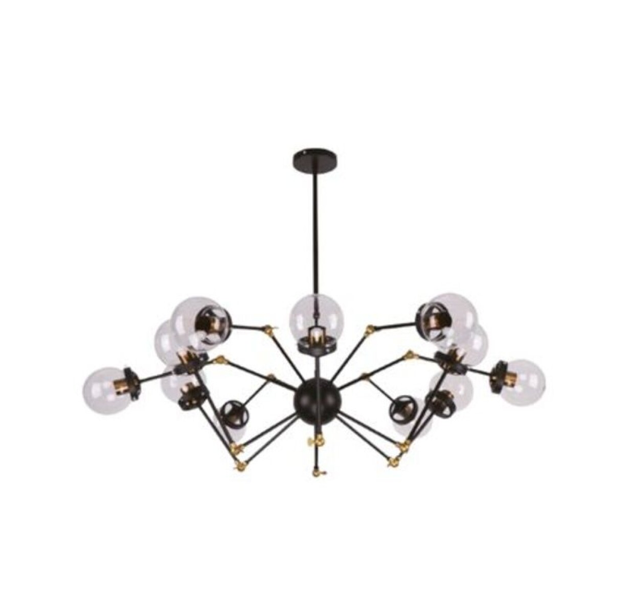 COLGANTE 12L ARTICULADO NEGRO Y VIDRIO E27 