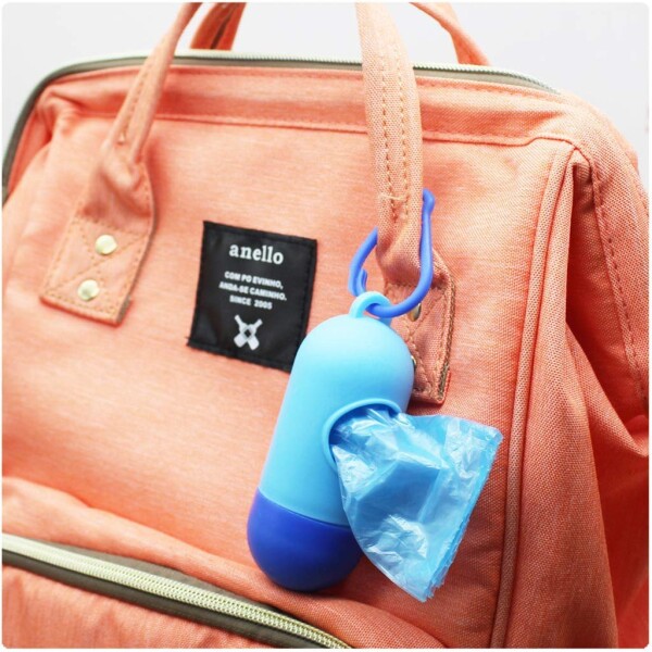 Bolsas Sanitarias x12 Residuos Mascota + Llavero Dispensador Variante Color Azul