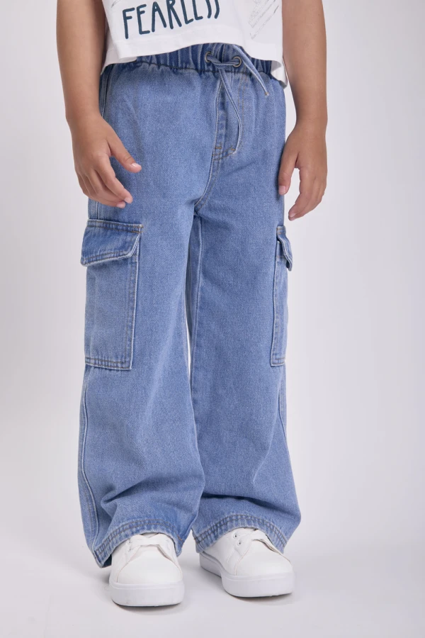 Pantalón jean cargo Azul Medio