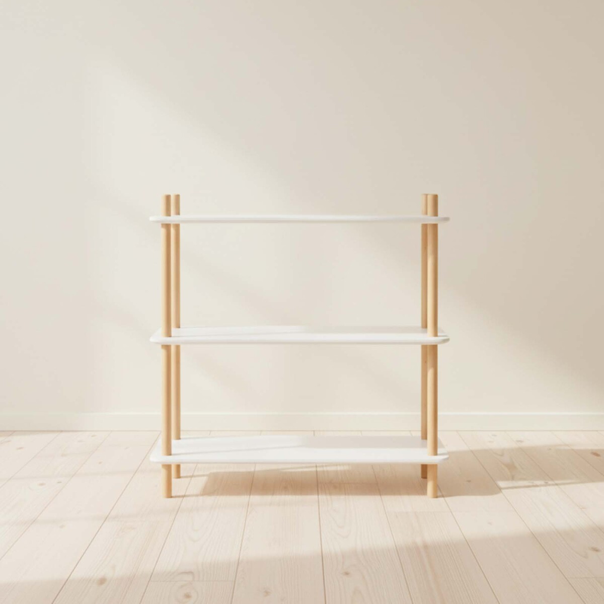 BIBLIOTECA SOFT - MDF-Y-MADERA BLANCO 3 ESTANTES 